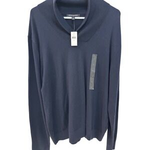 Banana Republic‎ Mens Sweater Large L Shawl Collar Navy Blue Knitwear Top